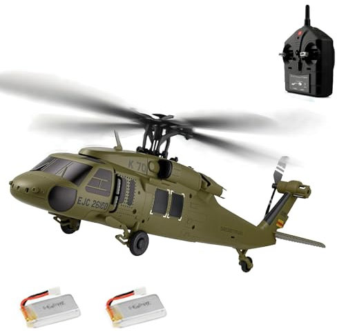 WYFTOY K170 UH60L RC Hubschrauber für Erwachsene Anfänger, 2.4G 4CH Flybarless Fernbedienung Hubschrauber Modell mit Höhenhaltung, Dual Brushless Moto, 6-Achsen-Gyroskop, 2Batterie