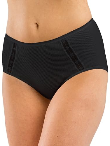 HERMKO 12503820 Damen Taillenslip Doppelripp mit Spitzendetail aus Bio-Baumwolle, Farbe:schwarz, Größe:36/38 (S)