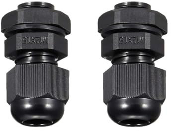 MACHSWON 2Pcs M12 Cable Gland – Durable Threaded Wire Connector with Locknut for 3-6.5mm Dia Cable Wire, Black