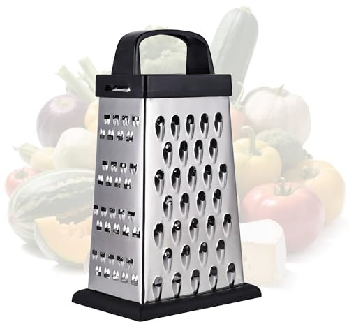 YC Kitchen Käsereibe, Reibe Edelstahl, Gemüsehobel, Reibe für gemüse, 4-seitig Vierkantreibe & Küchenreibe,Praktische Gadgets für die Küche (klein)