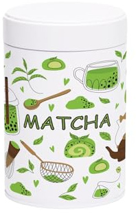 Purely Home Matcha Storage Canister - Green Matcha Gifts for Tea Lovers/Drinkers - White Screw Top Lid Kitchen Storage Container 750ml Gift