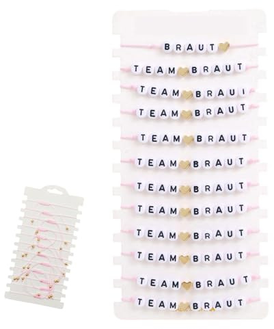 12 Stück JGA Armbänder Frauen,Team Bride Armbänder,JGA Accessoires Women Junggesellenabschied,Team Braut Armbänders Rosa,JGA Deko für Hochzeitsgeschenke,Bachelorette Party,Brautjungferngruppen
