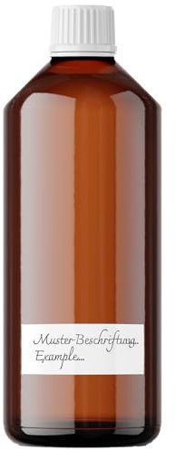 BMUT 1000ml Laborflasche 28/410 – leer – braun – Lebensmittelechte PET Leerflasche BPA-frei mit Originalitätsverschluss & Kindersicherung – Kunststoffflasche inkl. 2 wasserfester Etiketten 1L