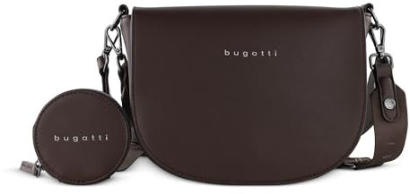 bugatti Almata Schultertasche für Damen, Umhängetasche aus hochwertigem Kunstleder, braun