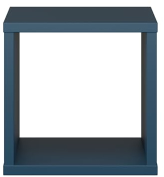 möbelando Regalwürfel >Mauro< Modernes Regal Nachtblau 38,2x38,3x32,9 cm mit 1 Fach, Spanplatte 25 mm, ABS-Kanten, Folie Finish, Kunststofffüße Braun/Schwarz, bis 40 kg belastbar, Kleinmöbel Wohnraum