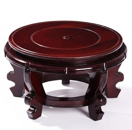 Ameble 20cm Round Wood Pedestal Stand, Indoor Wooden Plant Stand for Vases, Fishbowls, Decorative Display, Heavy Duty Supports Up to 110 Lbs