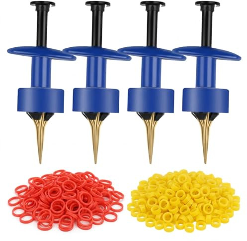 Honeyone Pellet Bander Tool, 4 Sets with 184 Elastic Bait Bands for Carp | Hookable Bait Bands, Worm Clips and Compact Banding Tools for Pellets, Soft Baits, Hair Rigs and Coarse Fishing