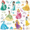 Roommates 21990 - Disney Prinzessinnen Wandtattoos/Sticker mit Glitzer, geblistert, 4 Blätter, 37 Elemente