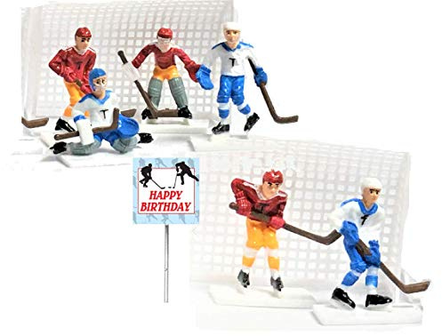 Cakesupplyshop 8 Piece Hockey Players & Goals Set Cake Topper Decoration by CakeSupplyShop