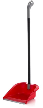 MAYA Recogedor Flex Plegable. Ideal para Espacios Pequeños. Diseño Compacto y Colgable. Pala de Polipropileno con Regleta de Goma. 26x25x86 cm (Rojo)
