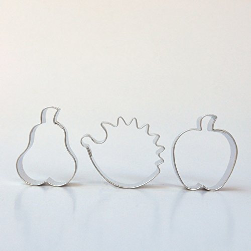 3er-Set Ausstecher Herbst - Spülmaschinengeeignet Ausstechformen Apfel, Birne und Igel - Zum Backen von Plätzchen und Basteln mit Salzteig - BekkiB 7733