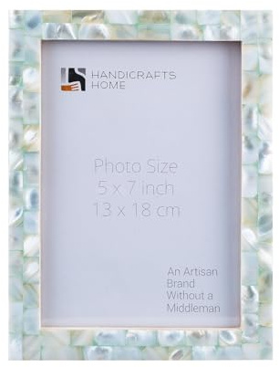 Handicrafts Home 5x7 Picture Frame Mother of Pearl Collection, Handcrafted Photo Frame, Small Picture Frame for Living Room, Wall Decor, Vintage Picture Frames, Thanksgiving gift for friends & Family