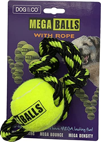 Dog & Co Mega Balls Tennis Ball with Rope, 2.5-Inch