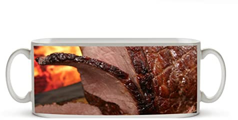 deyoli herzhaft gegrilltes Barbeque als Motivetasse Panorama 300ml, aus Keramik weiß, wunderbar als Geschenkidee oder ihre Neue Lieblingstasse