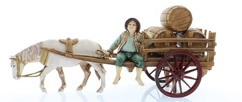 Moranduzzo Karren mit Fässern für Krippe 10 cm Maßstab 1:20 - Unzerstörbare Krippenfiguren - Stil 700', Handbemalt, Offizielles Produkt, Hergestellt in Italien, Bildhauer M. Landi