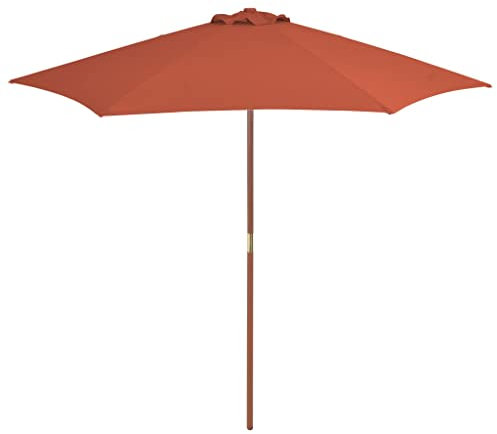 vidaXL Parasol d'Extérieur avec Mât en Bois, Pare-soleil de Patio, Abri de Soleil, Parasol de Plage Jardin Terrasse Balcon, 270 cm Terre Cuite
