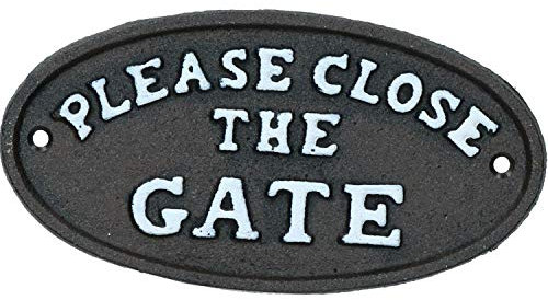 AB Tools Please Close The Gate Black Cast Iron Sign Plaque Door Wall House Gate Garden