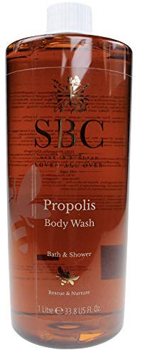SBC Skincare - Duschgel Feuchtigkeitsspendend mit Propolis - 1 L - Entfernt Unreinheiten, Revitalisiert die Haut und Versorgt sie mit Feuchtigkeit - Shower Gel - Propolis Body Wash