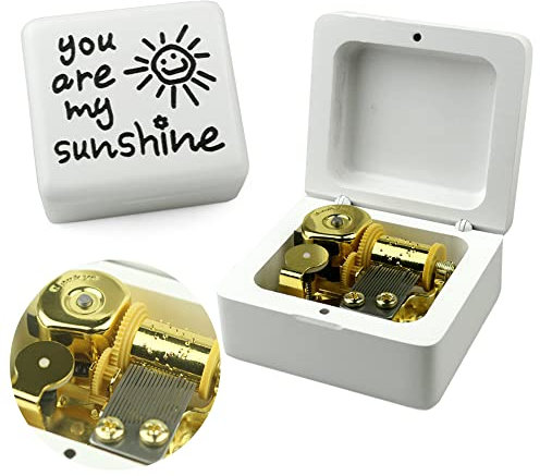 Sinzyo You Are My Sunshine Vintage Holz mechanische Spieluhr Weihnachten, Geburtstag, (Weiße Holzschachtel)