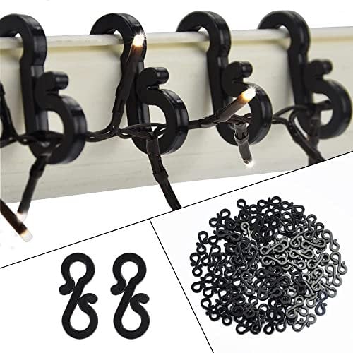 Vikdio 60 Pcs Black Gutter Hooks for Christmas Lights Outdoor, Gutter Clips for Fixing Christmas Icicle Lights Meteor Lights on Wedding Halloween Xmas Decorations Outdoor Party Garden Tree Window
