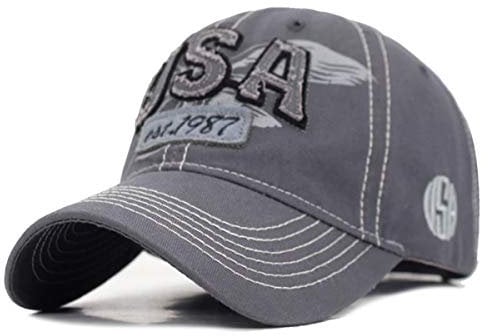 Sporty Baseballcap U.S.A. Eagle USA Vintage Style Used Washed Look Retro Amerika Herren Damen (grau)