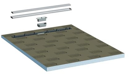 LUX ELEMENTS Abgedichteter Duschboden TUB-LINE R1 120 x 90cm I Hartschaum Duschbodenelement mit Bodenablaufrinne inkl. Gefälle (einseitig) - Fertig zum Verfliesen