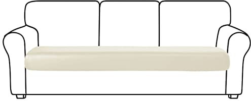 JHLD Elastique Housse De Siège De Canapé, Faux Cuir Housse De Siège pour Canapé Extensible Imperméable Housse De Canapé Housse De Coussin De Siège pour Salon Chambre Enfants-Blanc-3 Places