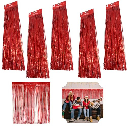 SRVertex SRV Hub® Lot de 5 lamettes de Noël à suspendre en feuille d'aluminium pour décoration murale de Saint-Valentin pour filles, taille 50 cm (lamette rouge)