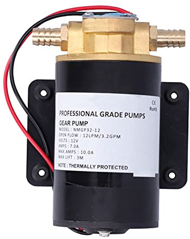 KIMISS Bomba de engranajes para transferencia de aceite, bomba de engranajes de impulsor de 12 V 12 LPM autocebante, elevación de 9,8 pies para transferencia de agua/diésel/combustible/recuperac