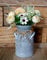 Lechera galvanizada Vintage, jarrón Decorativo de Granja, Jarra de Metal rústica de Campo francés para decoración del hogar, 7.2 Pulgadas de Alto