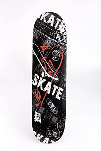 Skateboard Rot-Schwarz-Graffiti Skateboard Kinder ab 8 Jahre 80x20cm 7-Lagigem Ahornholz Longboard Double Kick Komplett für Anfänger Jungen Mädchen Erwachsene Profi Penny Board