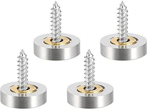 20er Set Spiegel Schrauben mit Kappen | 16mm Zierschrauben mit Abdeckkappe | Kupfer Spiegelnägel [Farbe - silber] - Spiegelkappe | Badezimmer Dekorativ Schrauben | Befestigungsschrauben für Spiegel