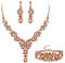 Ever Faith Parure Femme Mariage Forme C Bijou Cristal Strass Collier Plastron Boucles d'oreilles Pendantes Ensemble Champagne Ton Rosé Or