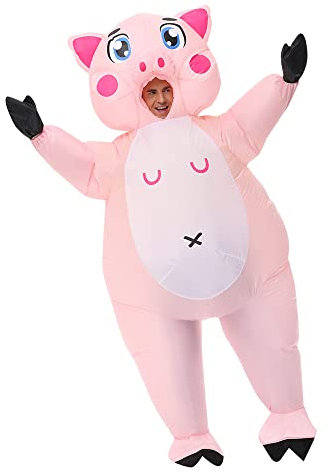 FXICH Aufblasbares Schweinekostüm für Erwachsene,Halloween Aufblasbares Schwein Csotume Rosa Schweinekostüm für Erwachsene,Aufblasbares Schweinekostüm,Aufblasbare Kostüme für Halloween & Party&Show