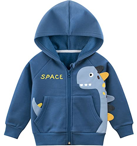 TEDD Boys Hoodies Zip for Kids Jumper Cotton Jacket Top Dinosaur Crocodile Sweatshirts Long Sleeve T Shirt Casual Toddler Clothes Autumn Winter Tag Size 90 = 1-2 Years Blue