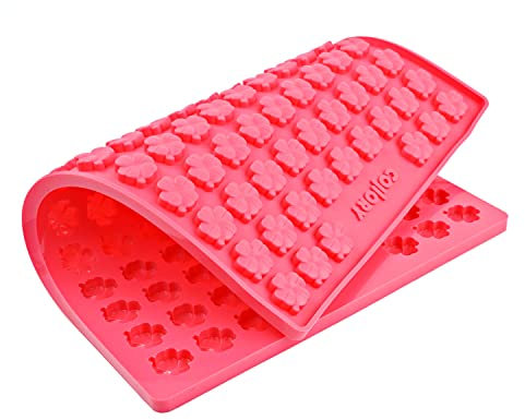 Collory Backmatte Hundekekse, Leckerlis in KLEEBLATT Form, Silikon Backform, Hitzebeständig, Lebensmittelecht & Bpa-frei (Medium Kleeblätter (2,4 cm), Rosa)