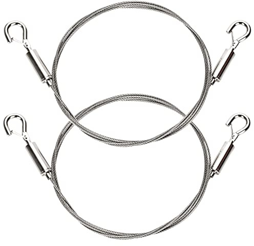 2 Stück verstellbarer Bilderdraht zum Aufhängen mit Schlaufe und Haken, strapazierfähig, 2 m x 1,5 mm zum Aufhängen von großen Rahmen, Bildern und Spiegeln
