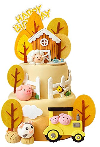 Gyufise 8Pcs Farm Animal Cake Decoration Farm Animal Birthday Cake Toppers Cow Cake Decoration for Farm Animal Baby Shower Birthday Party Decorations
