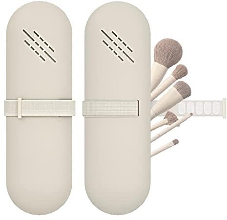Porta Pennelli in Silicone - Supporto da Trucco alla Moda e Portatile per Viaggi D'affari, Shopping - Organizer e Custodia Bianco
