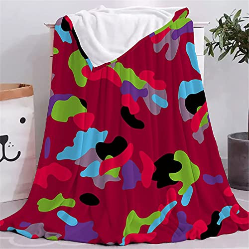 KINITA Rot Camouflage Kuscheldecke Flauschige 3D Decke 70 x 100 cm Mikrofaser Sanft Flanell Weich Decke Fleecedecke Sofaüberwurf Tagesdecke kinderdecke für Bett/Sofa