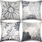 Cheekywares Zierkissenbezüge 40x40cm Kissenbezug Couchkissen Leinen Blumen Frühling Kissenhüllen Quadrat Sofakissen Dekokissen Bauernhaus Garten Sofa Auto Schlafzimmer Zuhause Grau 4er Set