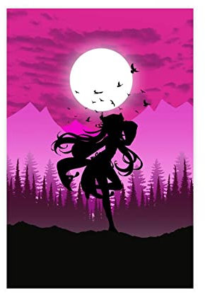 JDRC Hu Tao Genshin Impact Spiel Poster Leinwand Poster Wandkunst Dekor Druck Bild Gemälde für Wohnzimmer Schlafzimmer Dekoration Rahmen: 30 x 45 cm
