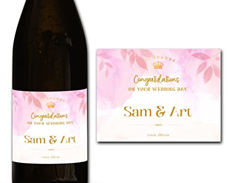 forefrontdesigns Personalised Champagne Bottle Label - Custom Champagne Label Bottle Sticker, Perfect for Weddings, Anniversaries, Birthdays & Gifts - Premium Customisable Prosecco Sticker