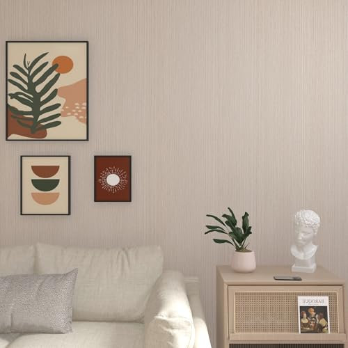 JSEVEM 80CM×4M Extra Wide Thick Beige Warm White Wood Wallpaper Peel and Stick Waterproof Wood Contact Paper Vinyl Matte Textured Furniture Sticker for Bedroom Living Room Cabinet