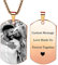 PHOCKSIN Personalised Rose Gold Tag Photo Necklaces, Custom Engraved Text Stainless Steel Pendant Necklace with B&W Picture for Men & Women