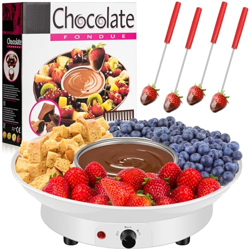 Lallisa Elektrisches Fonduetopf-Set, Schokoladen-Fondue-Set, elektrischer Fondue-Hersteller, abnehmbare Serviertabletts mit 4 Bratgabeln, Geschenk-Set für Date, Nacht, Hauseinweihung, Schmelzpartys