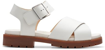 Clarks Femme Orinoco Cross Sandale, Blanc, 38 EU