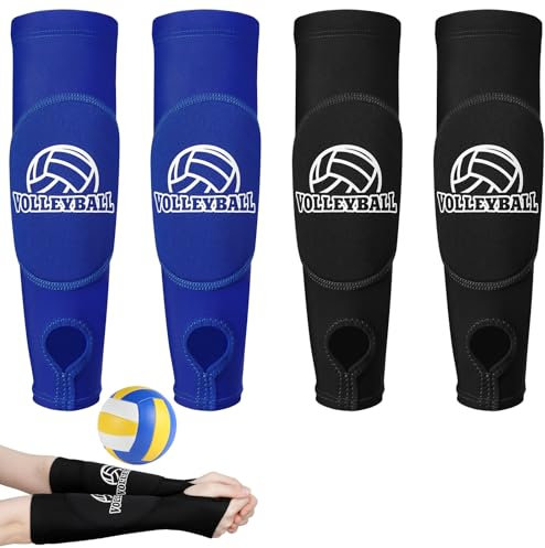 Jostift 2 Paar Volleyball Armschoner Jugend,Unterarmschoner mit Schutzpolster und Daumenloch, Unterarmschutz Arm Sleeves Volleyball Trainingsgeräte für Jugendliche Kinder
