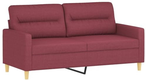 vidaXL Sofa 2-Sitzer, Loungesofa Couch mit Armlehnen Rückenkissen, Wohnzimmersofa Designsofa Metallgestell, Sitzmöbel Zweisitzer, Modern, Weinrot Stoff