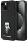 Karl Lagerfeld KLHCP15SSMHKNPK Hülle für iPhone 15 6.1 Schwarz Silicone Ikonik Metal Pin
